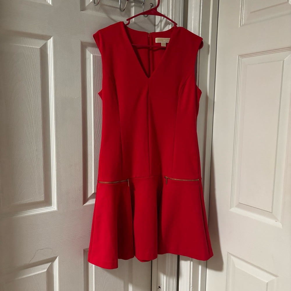 Michael Kors Red V-Neck Mini Dress Size 8